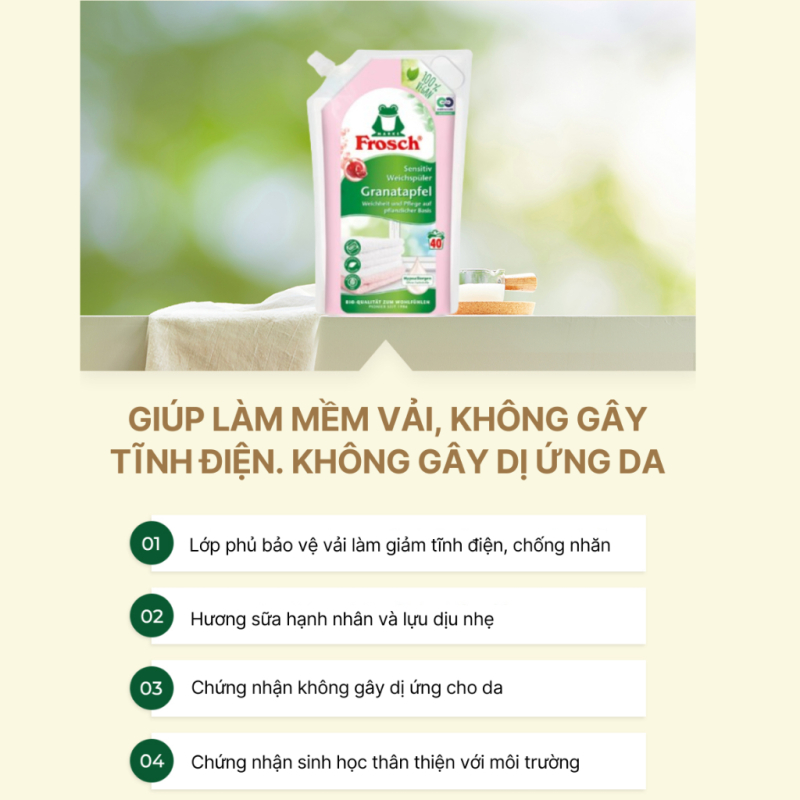 Túi Nước Xả Vải Hữu Cơ Frosch 1L Hương Lựu